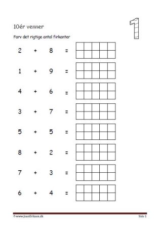 Undervisning i matematik. Plus stykker- 10ér venner.