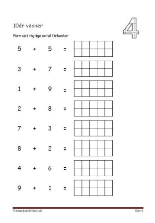 Undervisning i matematik. Plus stykker- 10ér venner.