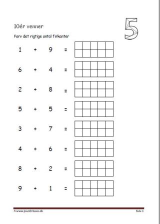 Undervisning i matematik. Plus stykker- 10ér venner.