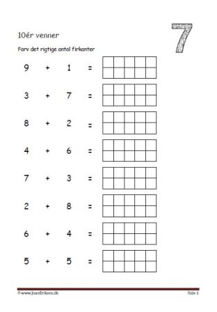 Undervisning i matematik. Plus stykker- 10ér venner.