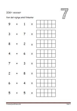 Undervisning i matematik. Plus stykker- 10ér venner.