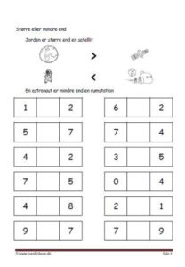 Undervisning i matematik. større end eller mindre end.