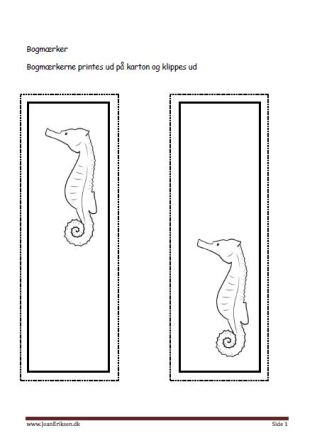 Bogmærker til undervisningen i temaet Fisk og havdyr. Søhest