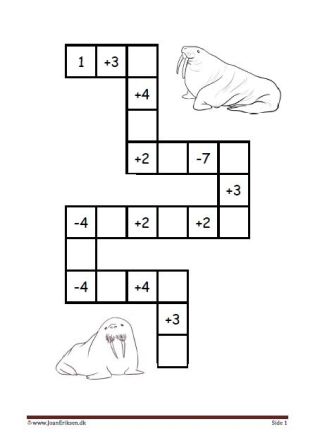 Plus og minus stykker i labyrint elevopgave til matematik undervisningen.