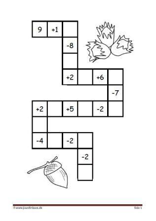 Plus og minus stykker i labyrint elevopgave til matematik undervisningen.