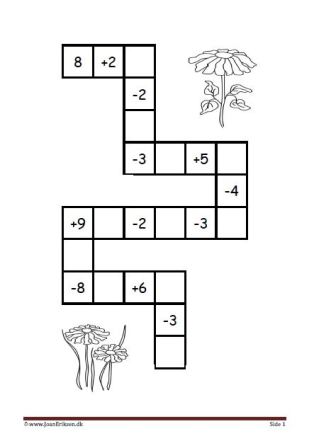 Plus og minus stykker i labyrint elevopgave til matematik undervisningen.