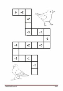 Plus og minus stykker i labyrint elevopgave til matematik undervisningen.