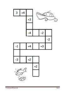 Plus og minus stykker i labyrint elevopgave til matematik undervisningen.