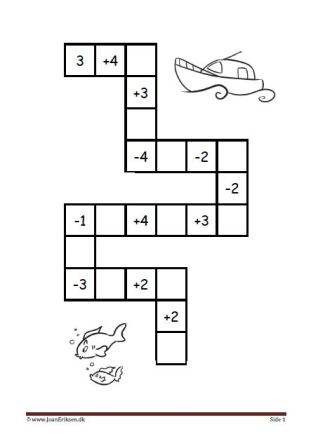 Plus og minus stykker i labyrint elevopgave til matematik undervisningen.