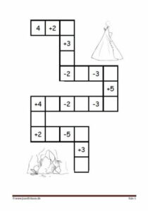 Plus og minus stykker i labyrint elevopgave til matematik undervisningen.