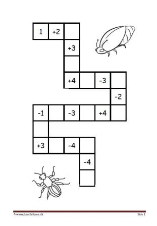 Plus og minus stykker i labyrint elevopgave til matematik undervisningen.