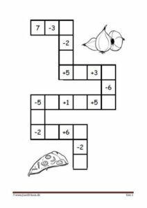 Plus og minus stykker i labyrint elevopgave til matematik undervisningen.