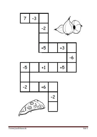 Plus og minus stykker i labyrint elevopgave til matematik undervisningen.