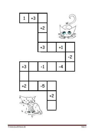 Plus og minus stykker i labyrint elevopgave til matematik undervisningen.