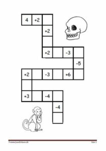 Plus og minus stykker i labyrint elevopgave til matematik undervisningen.