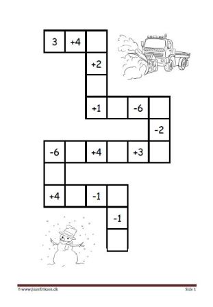 Plus og minus stykker i labyrint elevopgave til matematik undervisningen.