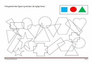 Elevopgave med geometriske figurer til matematik undervisningen.