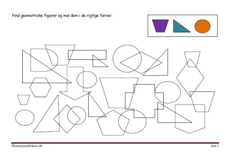 Elevopgave med geometriske figurer til matematik undervisningen.