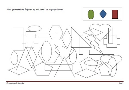 Elevopgave med geometriske figurer til matematik undervisningen.
