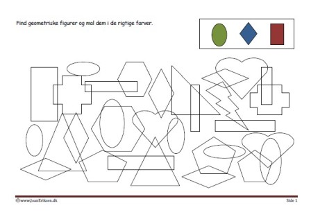 Elevopgave med geometriske figurer til matematik undervisningen.