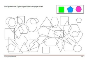 Elevopgave med geometriske figurer til matematik undervisningen.
