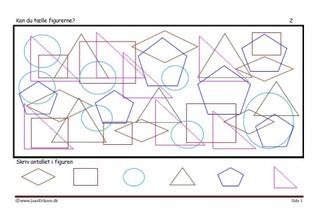 Elevopgave med geometriske figurer til matematik undervisningen.