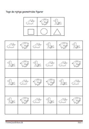 Elevopgave med geometriske figurer til matematik undervisningen.