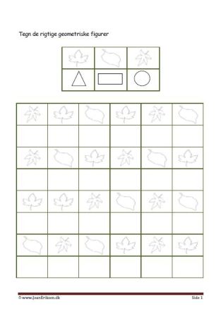 Elevopgave med geometriske figurer til matematik undervisningen.