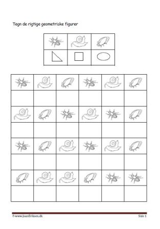 Elevopgave med geometriske figurer til matematik undervisningen.