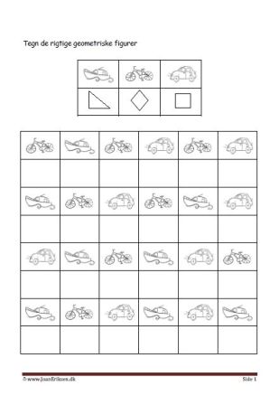 Elevopgave med geometriske figurer til matematik undervisningen.