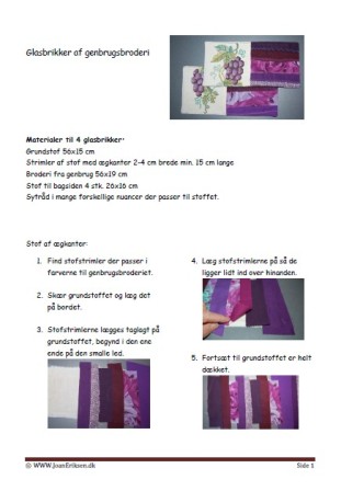 Re-design af broderier inspiration og vejledninger. Glasbrikker