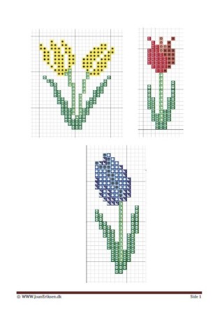 Korssting, Petit point, Mønster, Håndværk og design, Tulipaner