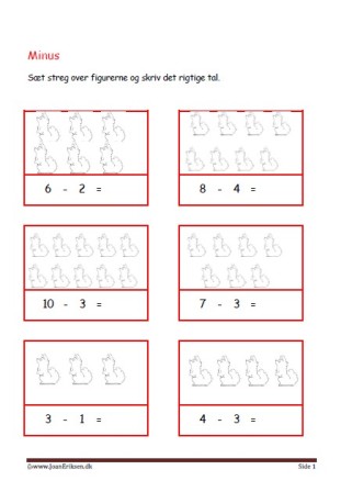 Elevopgave med minus stykker til matematik undervisningen.