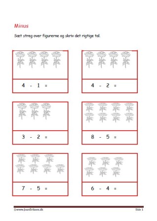 Elevopgave med minus stykker til matematik undervisningen.