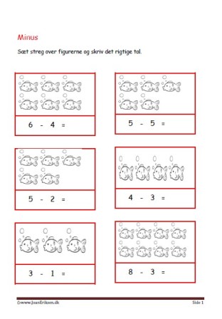 Elevopgave med minus stykker til matematik undervisningen.