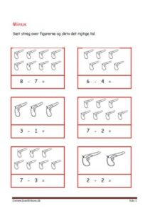 Elevopgave med minus stykker til matematik undervisningen.