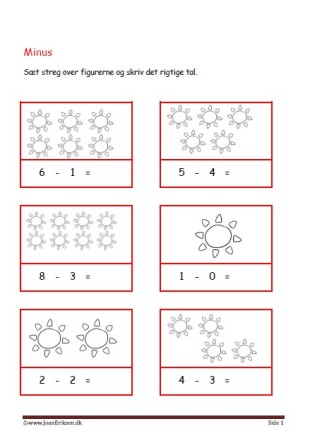 Elevopgave med minus stykker til matematik undervisningen.