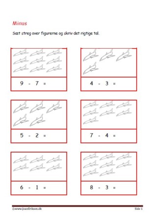 Elevopgave med minus stykker til matematik undervisningen.