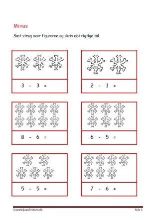 Elevopgave med minus stykker til matematik undervisningen.