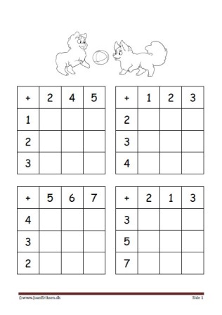 Elevopgave med plusstykker til undervisningen i matematik.