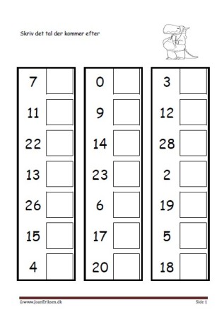 Elevopgave til undervisning i talrækken i matematik. Dinosaurus.