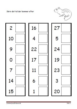 Elevopgave til undervisning i talrækken i matematik. Jordegern.