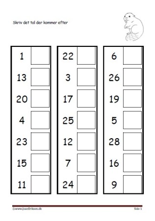 Elevopgave til undervisning i talrækken i matematik. Bæver.