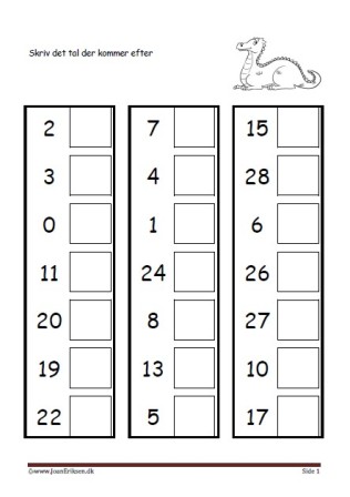 Elevopgave til undervisning i talrækken i matematik. Drage.