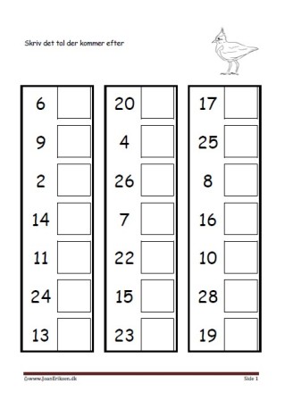 Elevopgave til undervisning i talrækken i matematik. Vibe