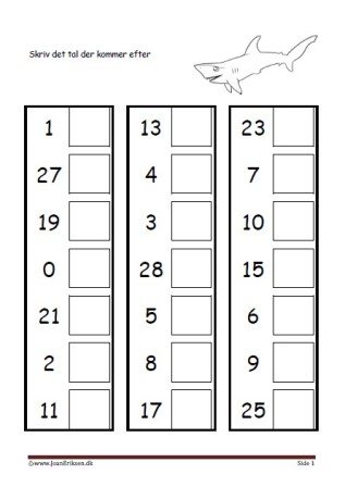 Elevopgave til undervisning i talrækken i matematik. Havdyr.
