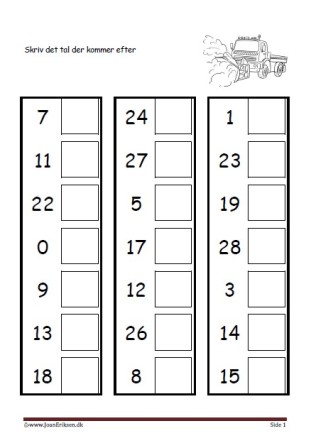 Elevopgave til undervisning i talrækken i matematik. Vinter Transport.