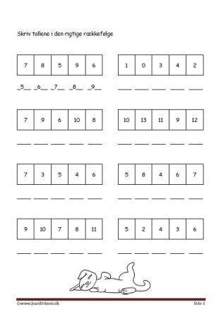 Elevopgave til undervisning i talrækken i matematik. Kat.