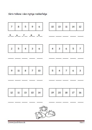 Elevopgave til undervisning i talrækken i matematik. Hasselnød.