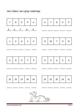 Elevopgave til undervisning i talrækken i matematik. Drage.